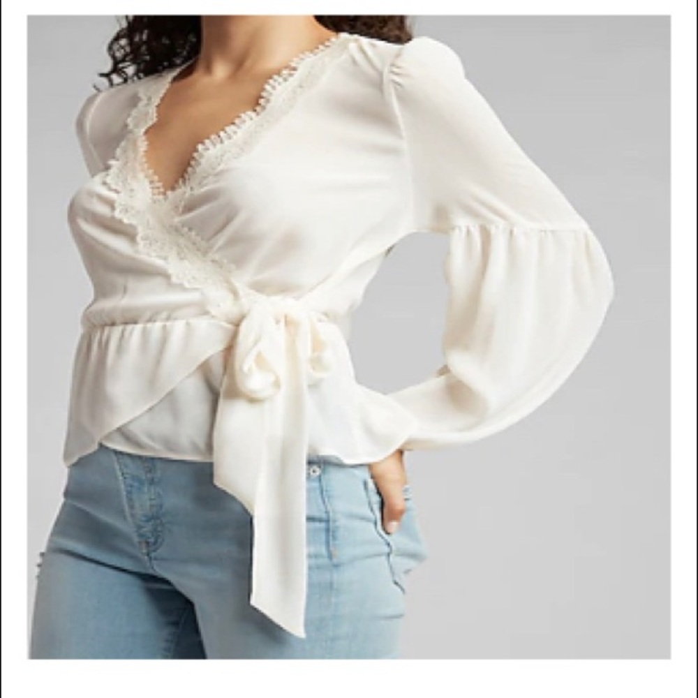 Express sheer ivory lace top